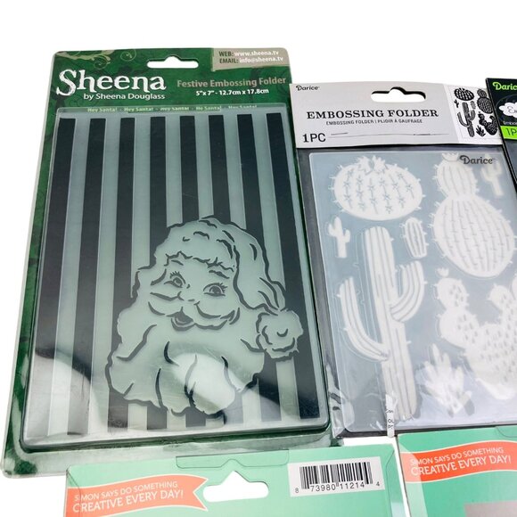 Assorted Embossing Folders Set of 7 Simon Says Stamp, Christmas, Floral, etc. - Picture 2 of 6